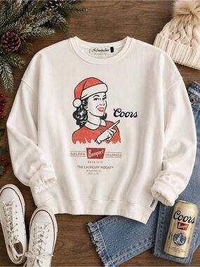 NWT The Laundry Room x Coors Banquet Christmas Graphic Sweatshirt Size Small